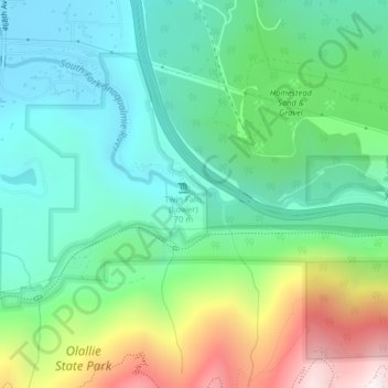 Twin Falls (Upper)の地形図、標高、地勢