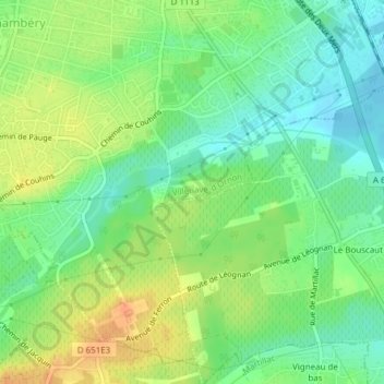 Couhinsの地形図、標高、地勢