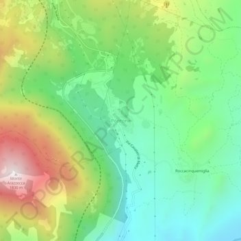 Pontoneの地形図、標高、地勢