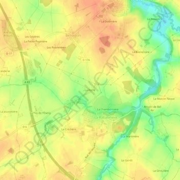 La Barreの地形図、標高、地勢