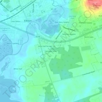 Heritage Valleyの地形図、標高、地勢