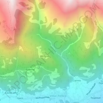 Burletの地形図、標高、地勢