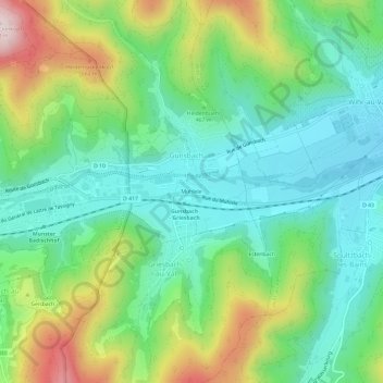 Muhleleの地形図、標高、地勢