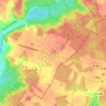 Le Bois-Dieuの地形図、標高、地勢