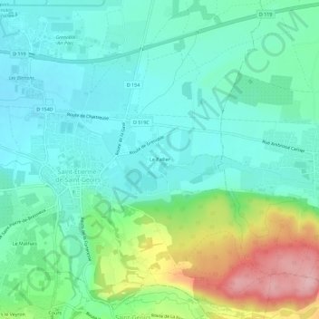 Le Paillerの地形図、標高、地勢