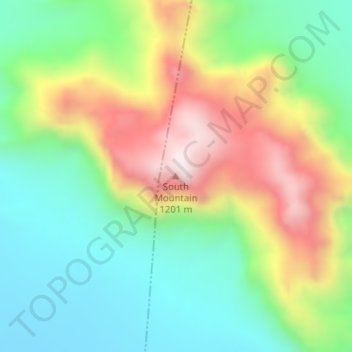 South Mountainの地形図、標高、地勢