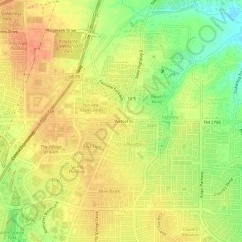 Wetselの地形図、標高、地勢