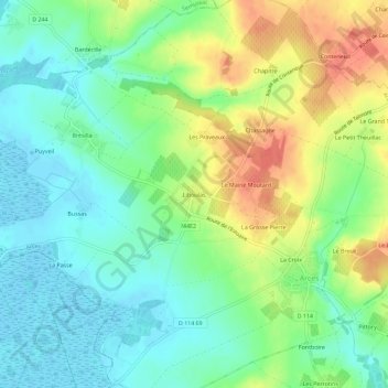 Liboulasの地形図、標高、地勢