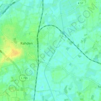 Osterbruchの地形図、標高、地勢