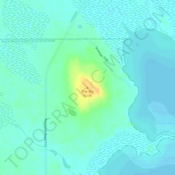 The Big Rockの地形図、標高、地勢