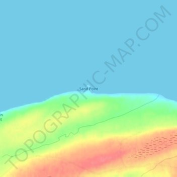 Sand Pointの地形図、標高、地勢