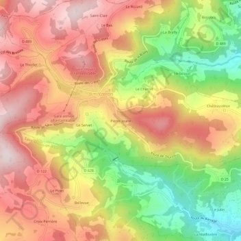 Pierre Jeuneの地形図、標高、地勢