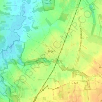 Hagenの地形図、標高、地勢