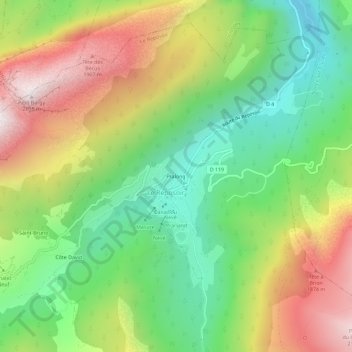 Pralongの地形図、標高、地勢