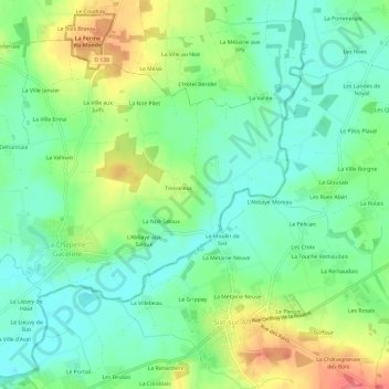 Le Chêneの地形図、標高、地勢