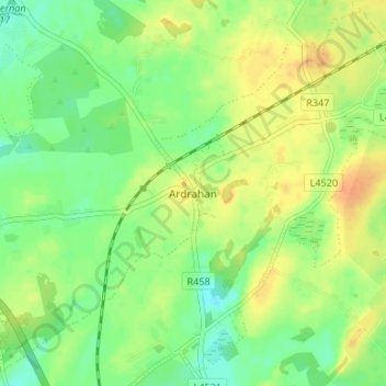 Ardrahanの地形図、標高、地勢
