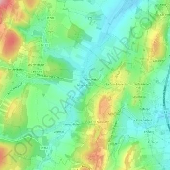 Moulin Mutinの地形図、標高、地勢