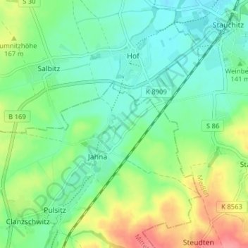Binnewitzの地形図、標高、地勢