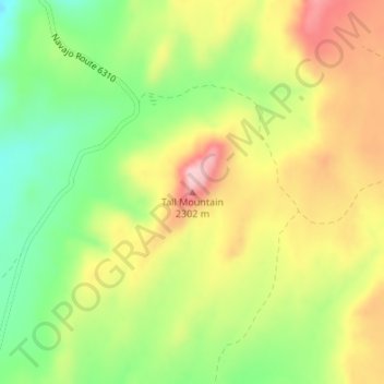 Tall Mountainの地形図、標高、地勢