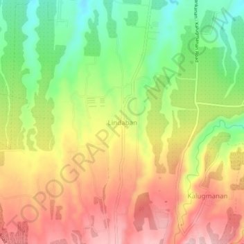 Lindabanの地形図、標高、地勢