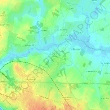 Le Clion-sur-Merの地形図、標高、地勢