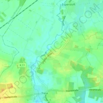 Grüftの地形図、標高、地勢