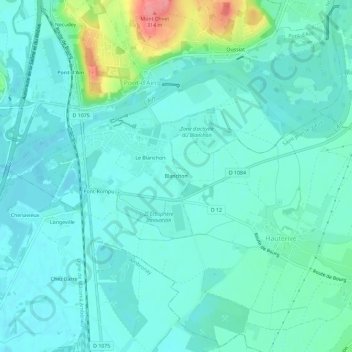 Blanchonの地形図、標高、地勢