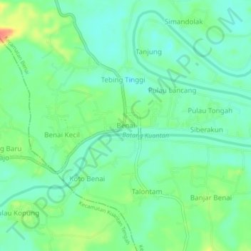 Benaiの地形図、標高、地勢
