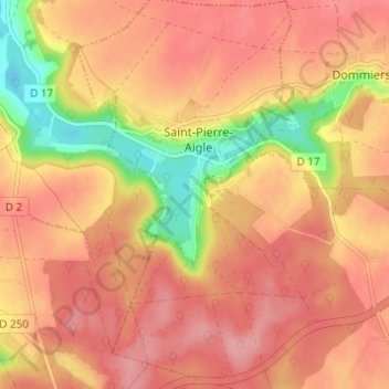 Chafosseの地形図、標高、地勢