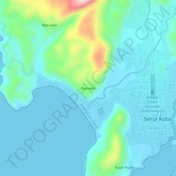 Banawaの地形図、標高、地勢