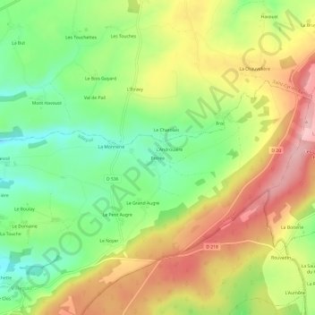 Entréeの地形図、標高、地勢