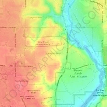 Lundstrom Manorの地形図、標高、地勢