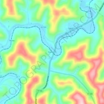 Northernの地形図、標高、地勢