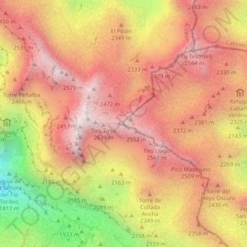 Torre Blancaの地形図、標高、地勢