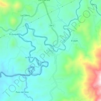El Sitioの地形図、標高、地勢