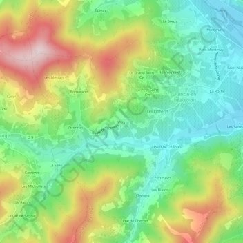 Vitryの地形図、標高、地勢