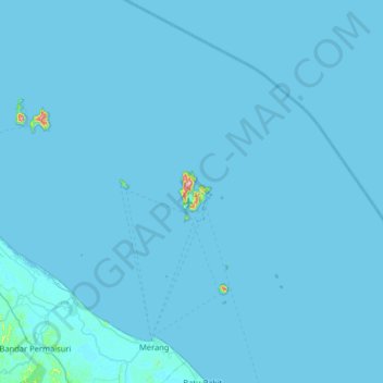 Redang Islandの地形図、標高、地勢