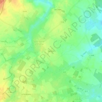 Marchaisの地形図、標高、地勢