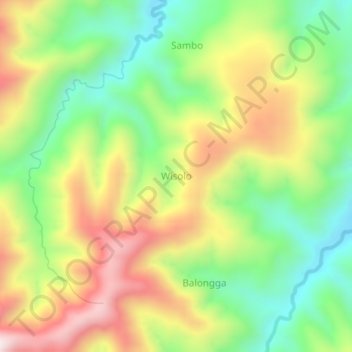 Wisoloの地形図、標高、地勢