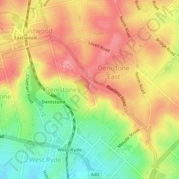 Terry Road Lookoutの地形図、標高、地勢