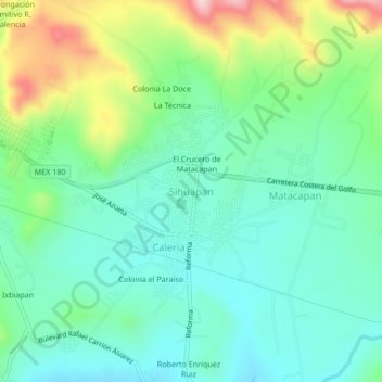 Sihuapanの地形図、標高、地勢