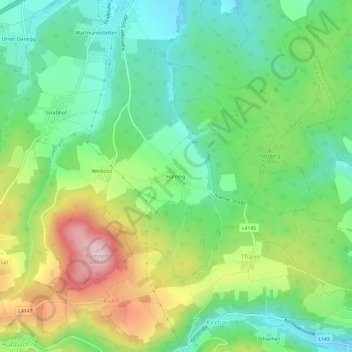 Hafningの地形図、標高、地勢
