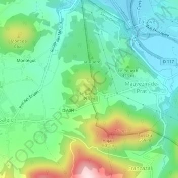 la Roqueの地形図、標高、地勢