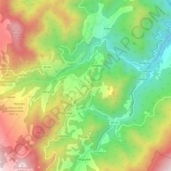 Balzoの地形図、標高、地勢