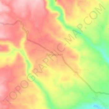 Parsoburanの地形図、標高、地勢