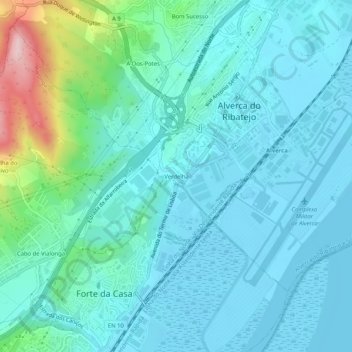 Verdelha de Baixoの地形図、標高、地勢