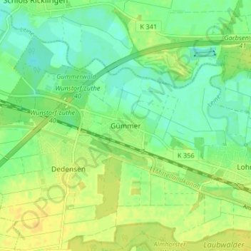 Gümmerの地形図、標高、地勢
