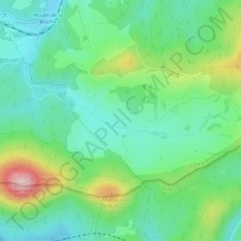Le Hangの地形図、標高、地勢