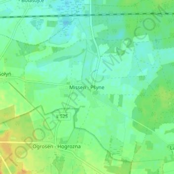 Missenの地形図、標高、地勢