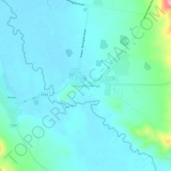 Tangambalangaの地形図、標高、地勢